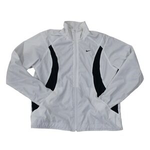 Nike White Navy Windbreaker Jacket Women's L Full Zip